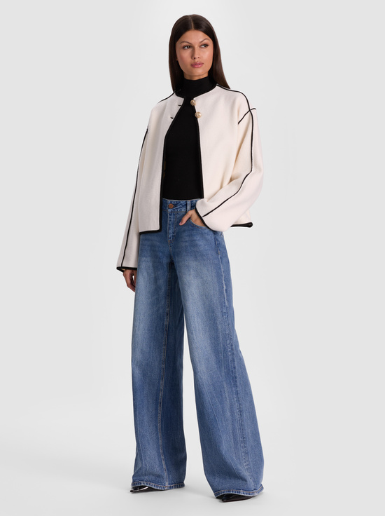 SOFT WHITE/BLACK-PEARSON SWEATER JACKET