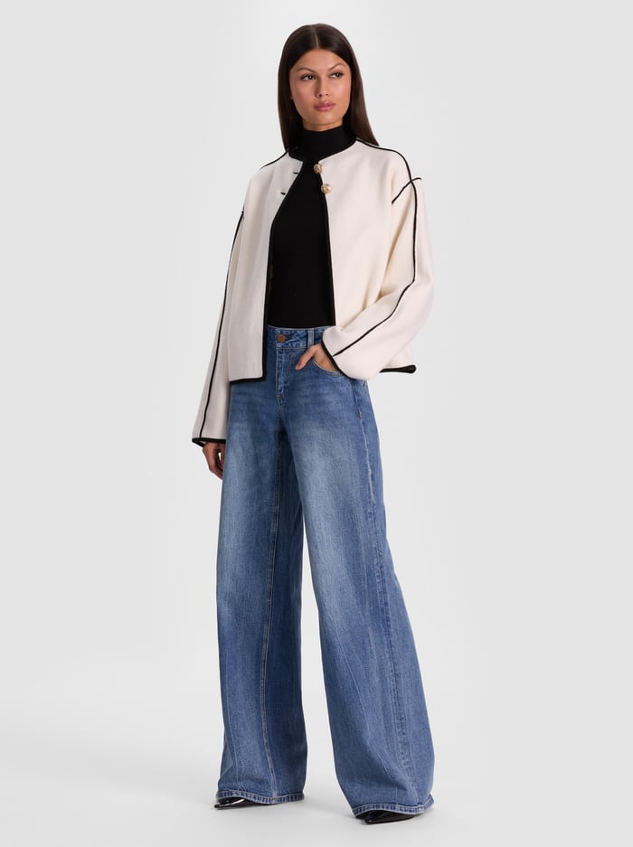 PEARSON SWEATER JACKET - SOFT WHITE/BLACK image 1 - Alice And Olivia