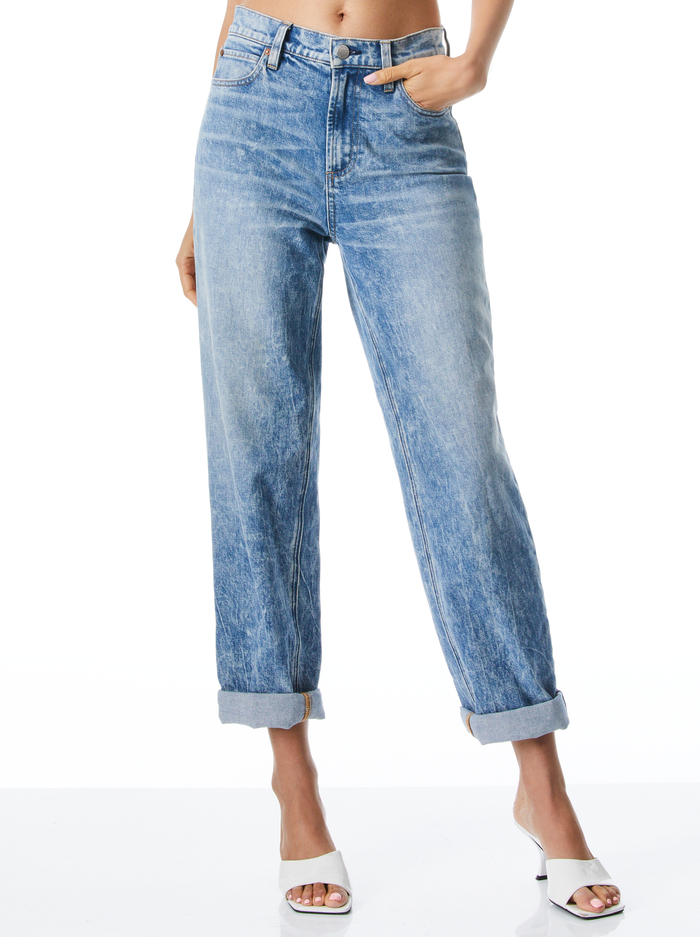 GEORGE HIGH RISE ROLL CUFF JEAN - ROCKY BLUES - Alice And Olivia