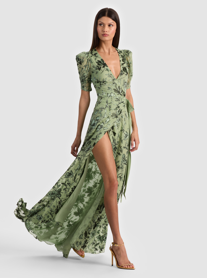 TIANA MAXI DRESS - MYSTIC GARDEN SAGE - ALICE + OLIVIA