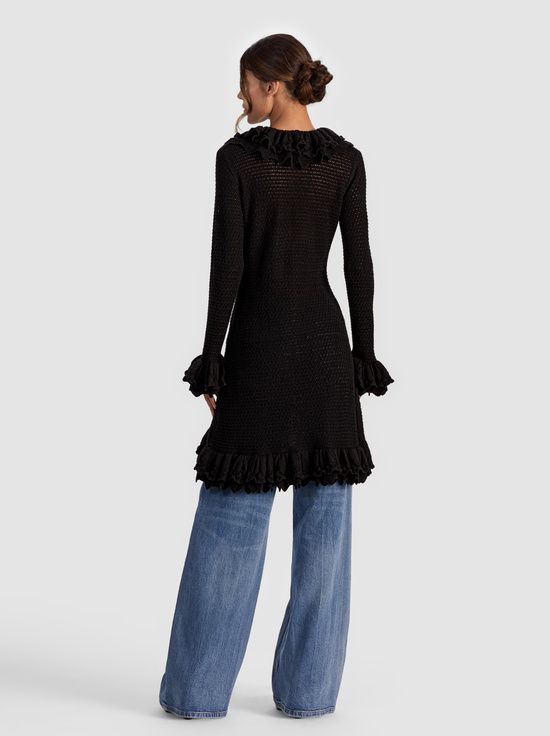 BLACK-YARA RUFFLE CARDIGAN