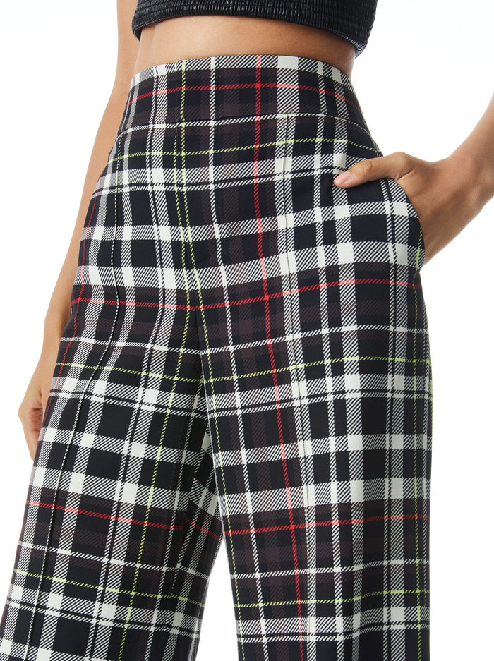 DYLAN PLAID WIDE LEG PANT - FREEDOM PLAID BLACK image 3 - Alice And Olivia