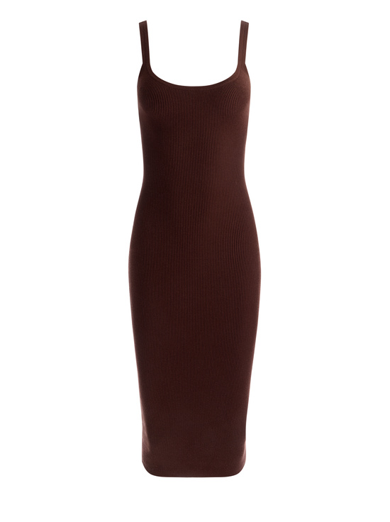 DARK CHOCOLATE-SHANA RIBBED TANK DRESS