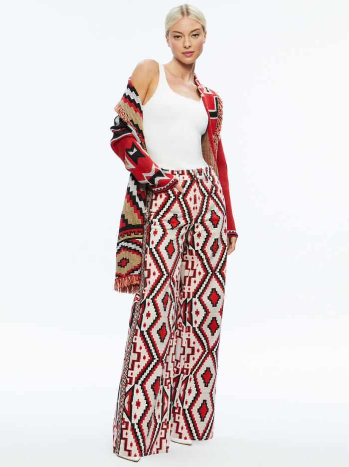 ASTRID LONG CARDIGAN - BRIGHT RUBY COMBO image 2 - Alice And Olivia