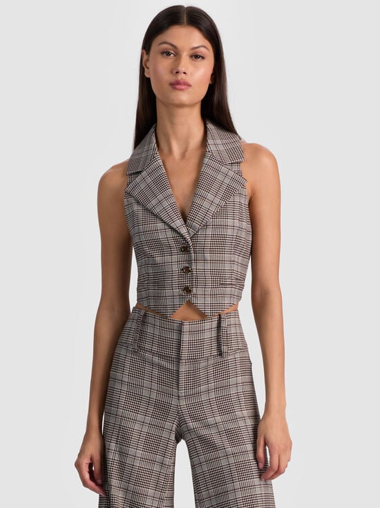 BLACK/OFF WHITE/DARK CHOCOLATE-DONNA VEST