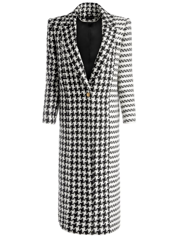 COLLEY LONG TWEED COAT - BLACK/OFF WHITE image 5 - Alice And Olivia