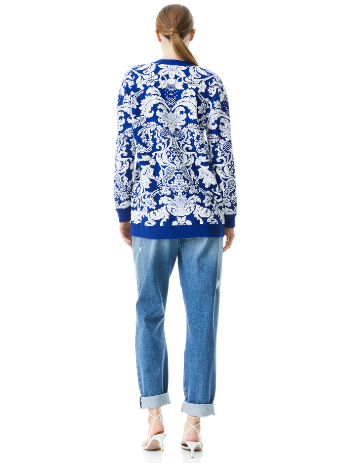 BRADFORD PAISLEY GRANDPA CARDIGAN - BLUE EYES/SOFT WHITE image 1 - Alice And Olivia