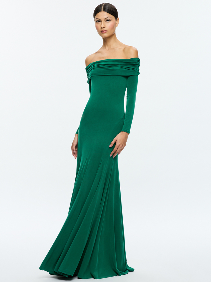 AUGUSTA MAXI DRESS - FOREST GREEN image 4 - Alice And Olivia