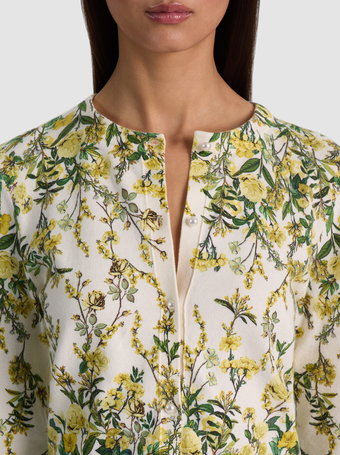 CARSON PRINTED CARDIGAN - FRESH AIR BUTTER image 6 - ALICE + OLIVIA