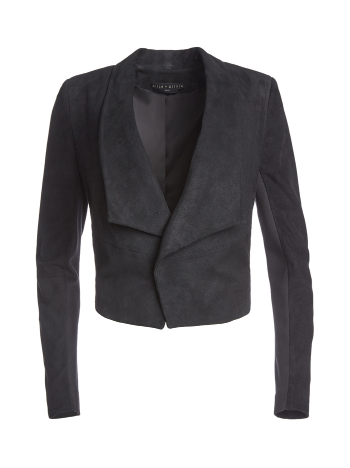 HARVEY OPEN FRONT SUEDE JACKET - BLACK image 5 - Alice And Olivia