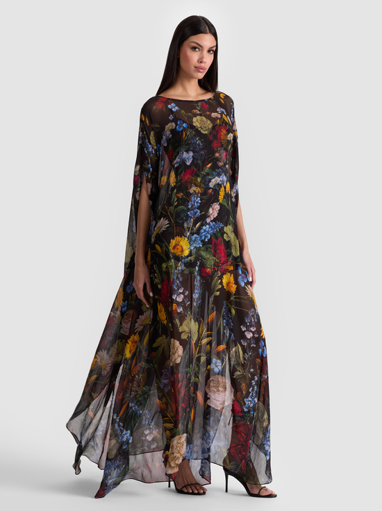 SOCIAL HOUR BLACK-LINN CAPE MAXI DRESS