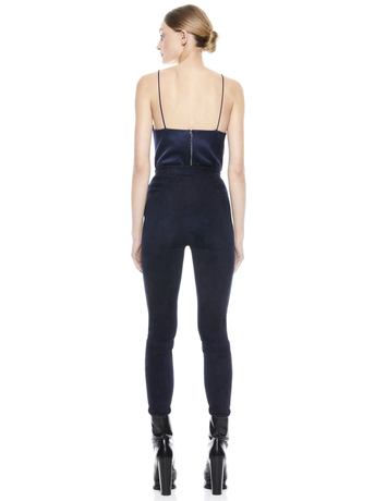 NAVY-MADDOX SIDE ZIP SUEDE LEGGING