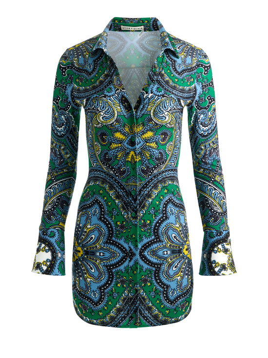 BON VOYAGE DEEP EMERALD-FREYA BUTTON DOWN DRESS