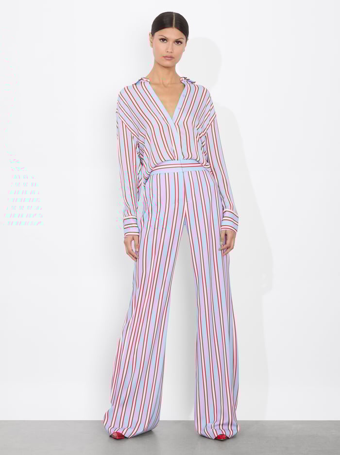 DYLAN PANT - TEAKWOOD STRIPE MINERAL BLUE/B image 1 - Alice And Olivia