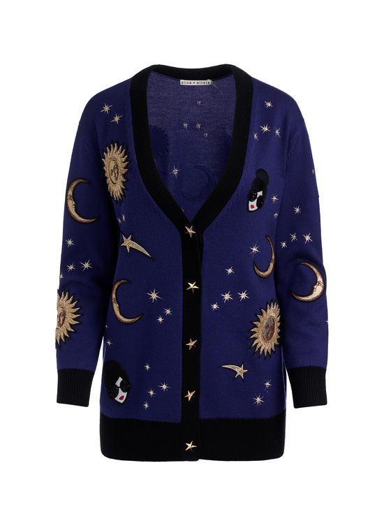MIDNIGHT MULTI-BRADFORD CELESTIAL STACEFACE CARDIGAN