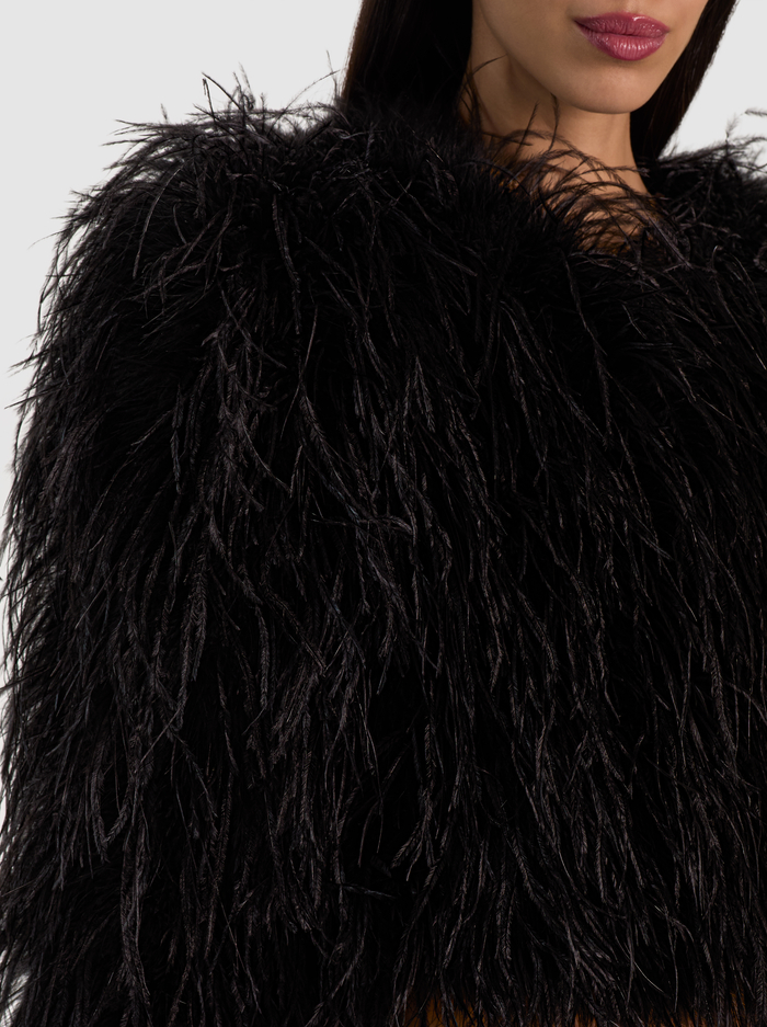 KIDMAN FEATHERED JACKET - BLACK image 3 - ALICE + OLIVIA