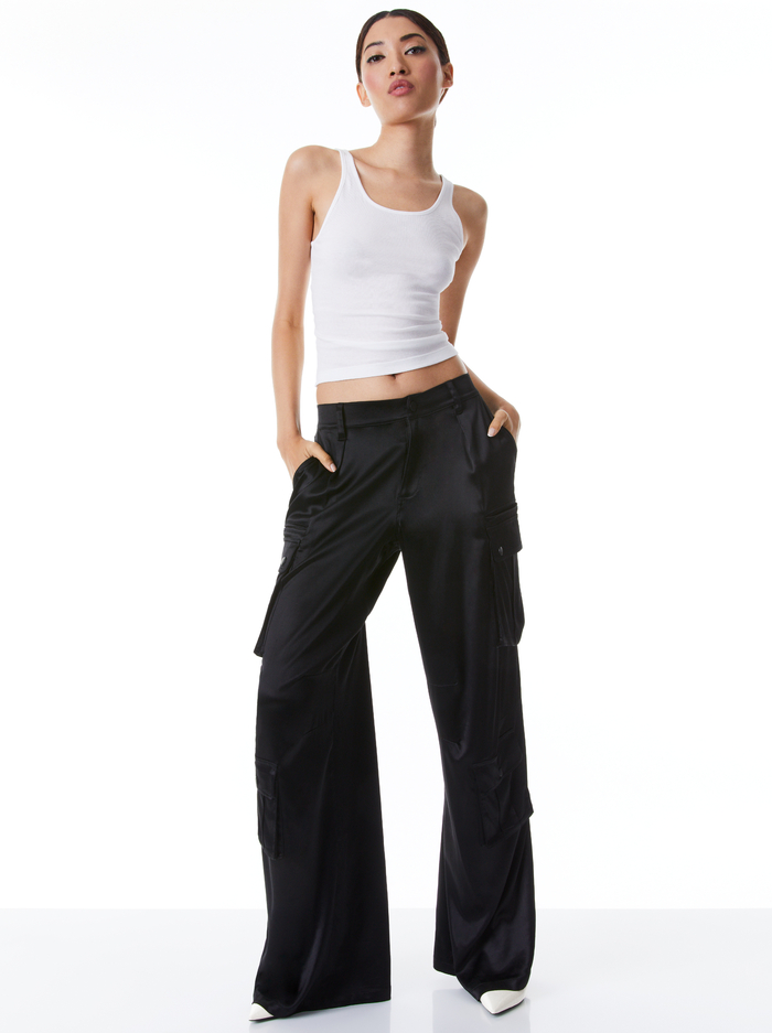 JOETTE LOW RISE CARGO PANT - BLACK image 2 - Alice And Olivia