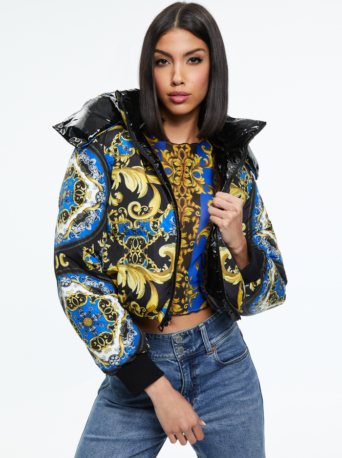 ROBENA REVERSIBLE CROPPED PUFFER JACKET - REGAL ROMANCE SAPPHIRE - Alice And Olivia