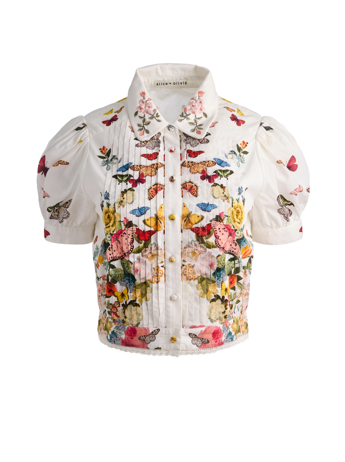ROSIE CROPPED BUTTON DOWN - SOLAR STRENGTH OFF WHITE image 5 - ALICE + OLIVIA