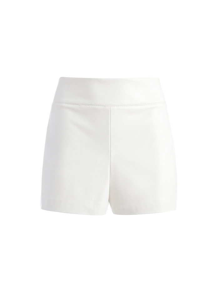 Donald Vegan Leather Short In Off White | Alice And Olivia