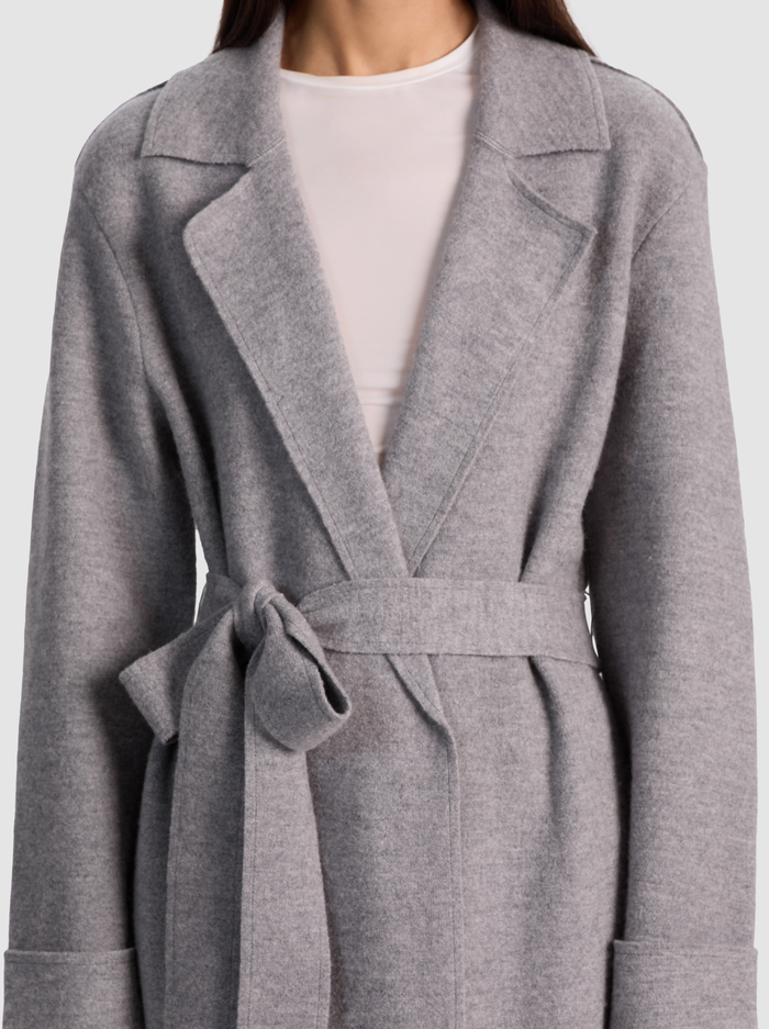 ROWAN WRAP COAT - MEDIUM HEATHER GREY image 3 - Alice And Olivia