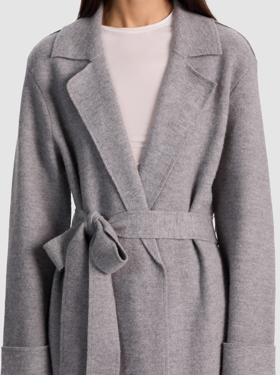 MEDIUM HEATHER GREY-ROWAN WRAP COAT