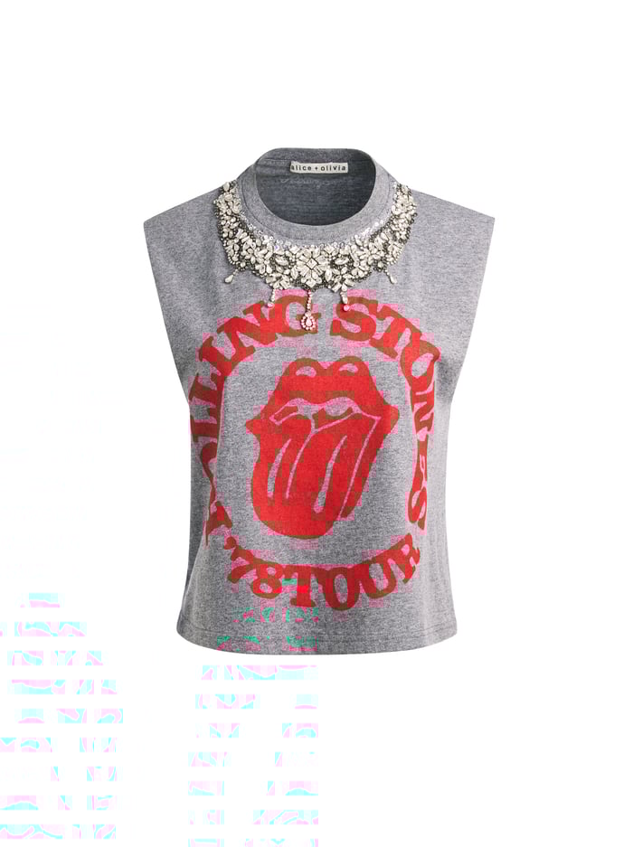 MICAH MUSCLE TANK - GREY/BRIGHT RUBY image 5 - Alice And Olivia