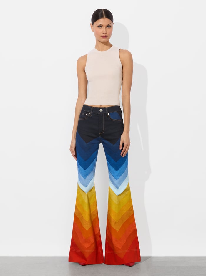 A+O X BRONCO SB BELL JEAN - CHEVRON MULTI image 1 - Alice And Olivia