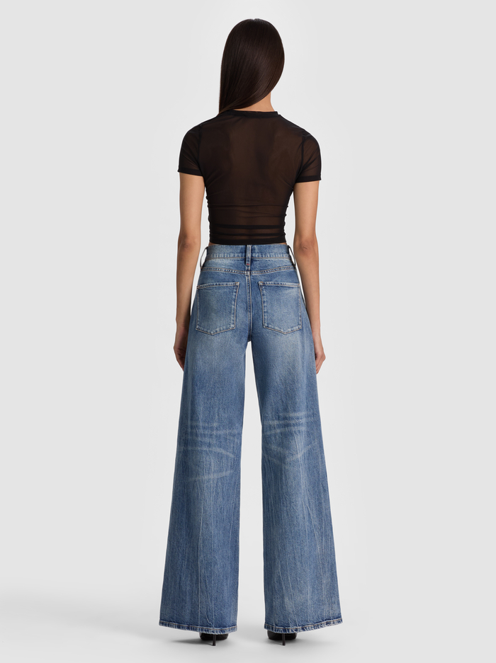 COURTNEY RUCHED FRONT TEE - BLACK image 2 - ALICE + OLIVIA