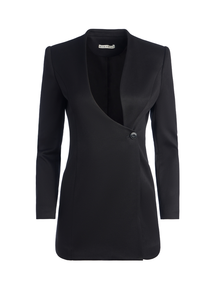 LUCIEN CURVED V-NECK FITTED BLAZER - BLACK image 5 - Alice And Olivia