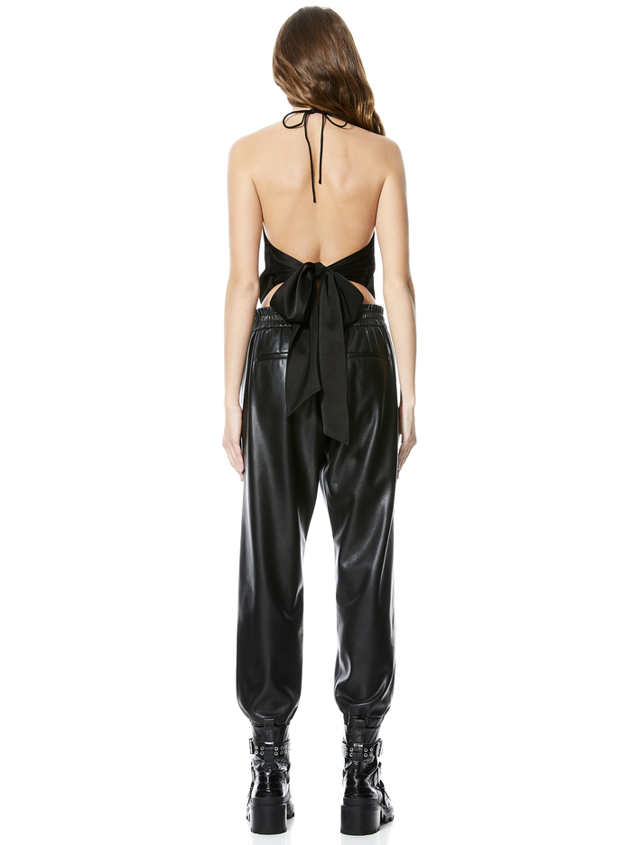 FRENCHIE HANDKERCHIEF HALTER TOP - BLACK image 1 - Alice And Olivia