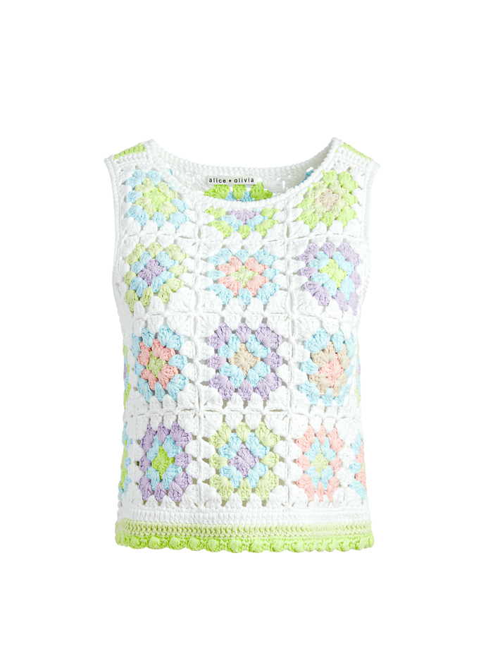 REVA MEDALLION CROCHET SHELL - MULTI image 5 - ALICE + OLIVIA
