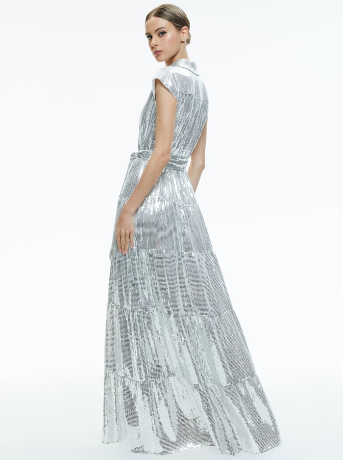 MIRANDA EMBELLISHED TIERED MAXI DRESS - SILVER image 2 - Alice And Olivia