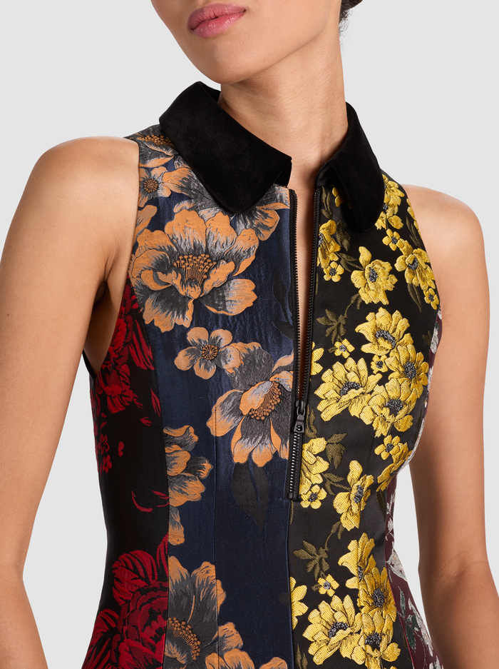 VELIA COLLARED MINI DRESS - BLACK/MULTI image 1 - Alice And Olivia