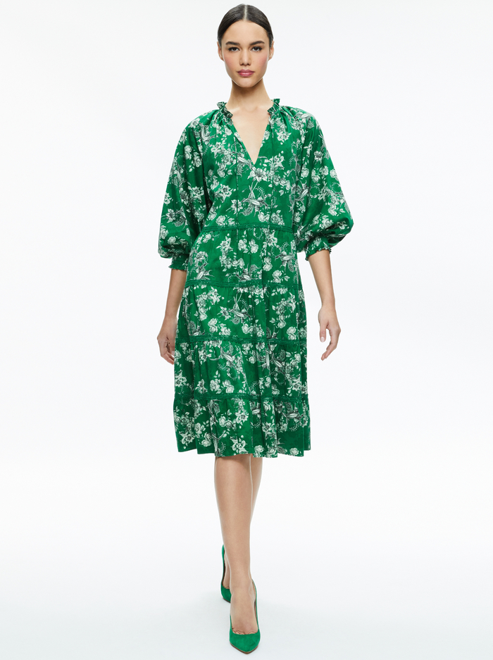 LAYLA TIERED RUFFLE MIDI DRESS - CENTRAL PARK image 4 - ALICE + OLIVIA