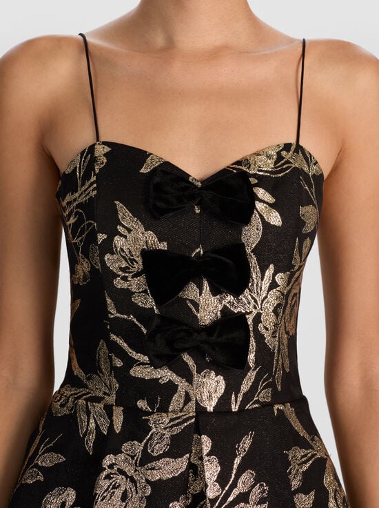BLACK/GOLD-DANIELA STRUCTURED MINI DRESS