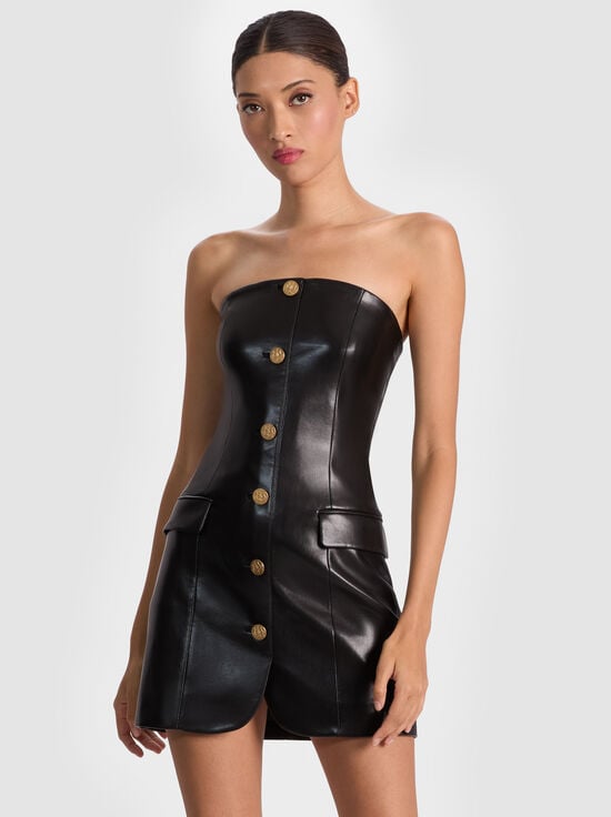 BLACK-MADISON VEGAN MINI BLAZER DRESS