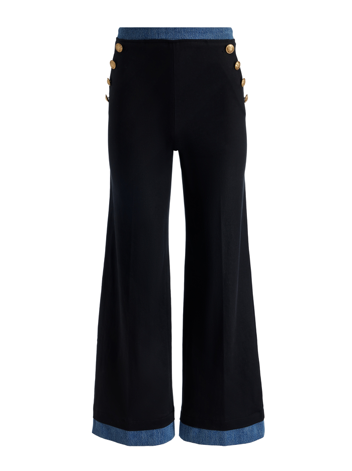 NARIN CROPPED PANT - BLACK/LIANA BLUE image 5 - Alice And Olivia