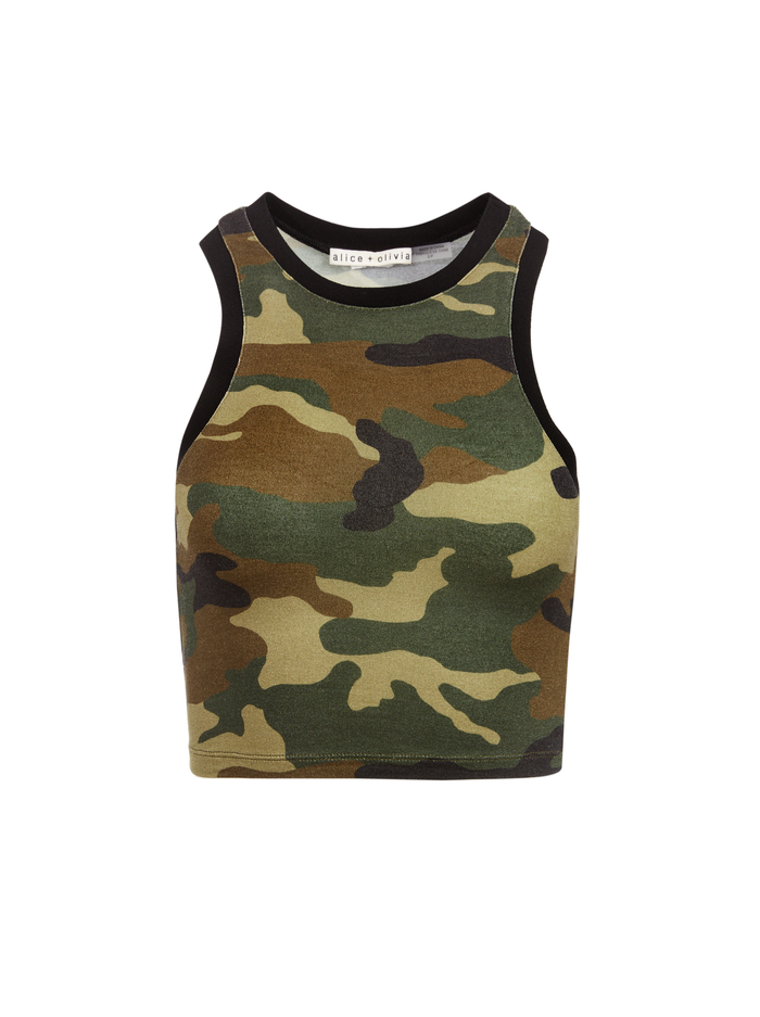 MELVA CAMO RACER BACK CROP TOP - CAMO GIRL image 5 - Alice And Olivia