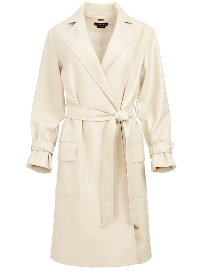 Gitana Vegan Leather Trench Coat In Sepia | Alice And Olivia