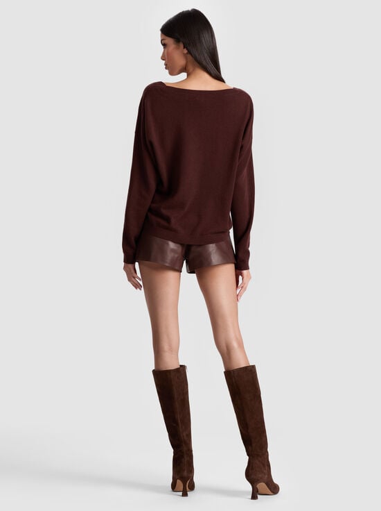 MOCHA-WILLIAMS CASHMERE PULLOVER