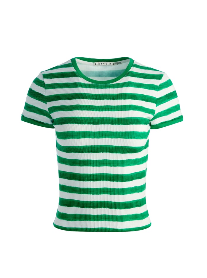 TESS TEE - PAINTED STRIPE LT EMERALD image 5 - Alice And Olivia