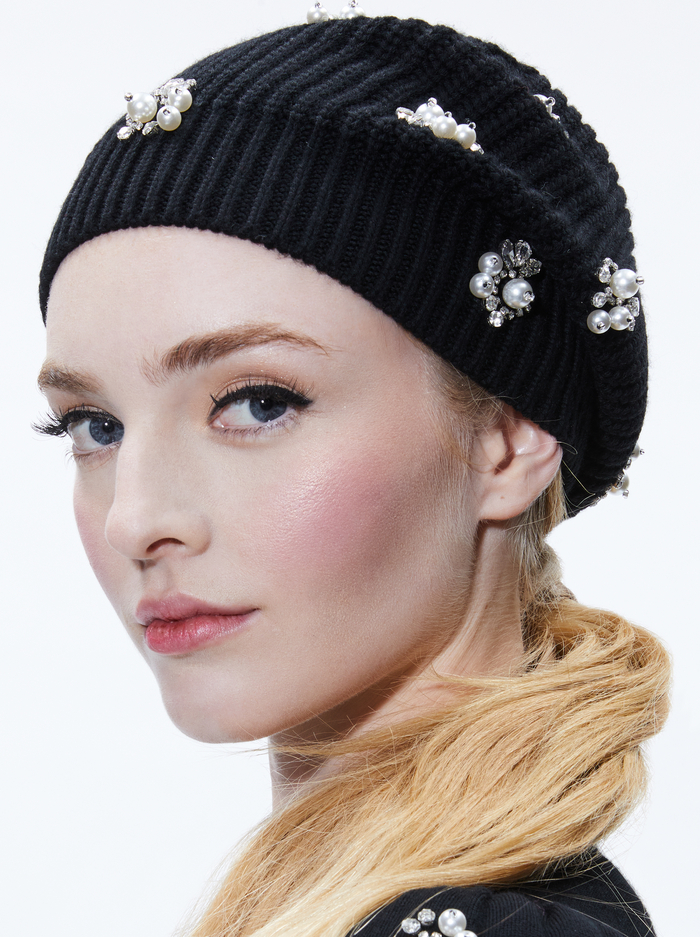 CHIRA SLOUCHY EMBELLISHED HAT - BLACK image 1 - Alice And Olivia