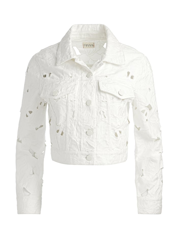CHLOE EYELET DENIM JACKET - OFF WHITE image 5 - Alice And Olivia