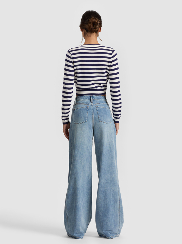 GRACE STRIPED CARDIGAN - INDIGO/SOFT WHITE image 2 - Alice And Olivia