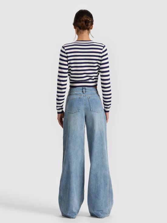 INDIGO/SOFT WHITE-GRACE STRIPED CARDIGAN