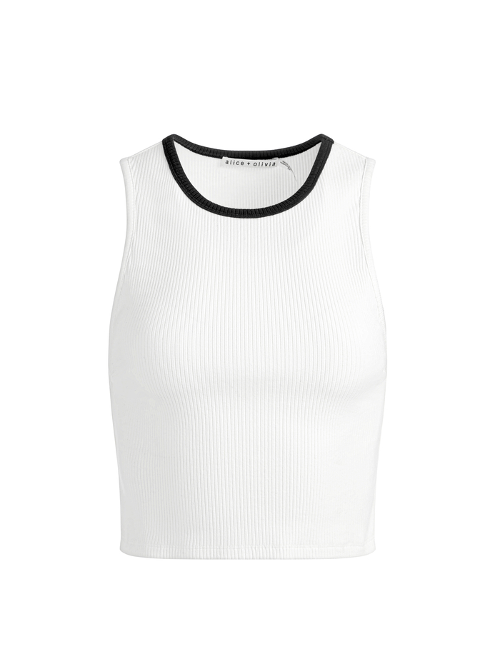 ANDRE FITTED CROPPED TANK - OFF WHITE/BLACK image 5 - Alice And Olivia