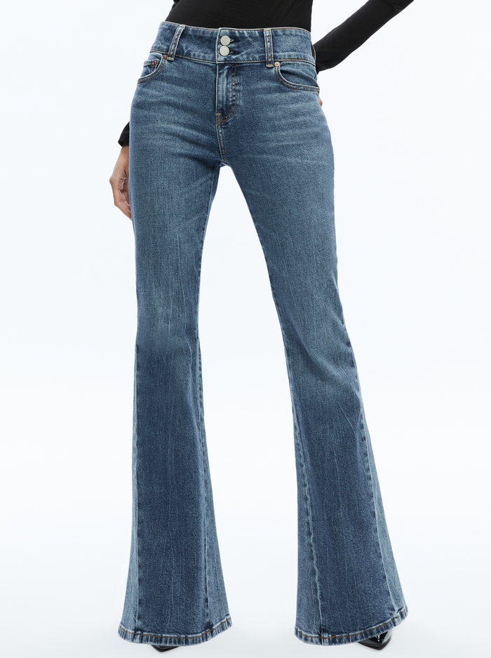 Stacey Godet Bell Flare Jean In True Blues Dark