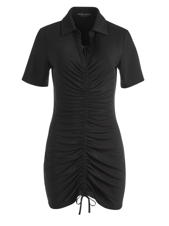 MARSHA RUCHED POLO MINI DRESS - BLACK image 5 - Alice And Olivia