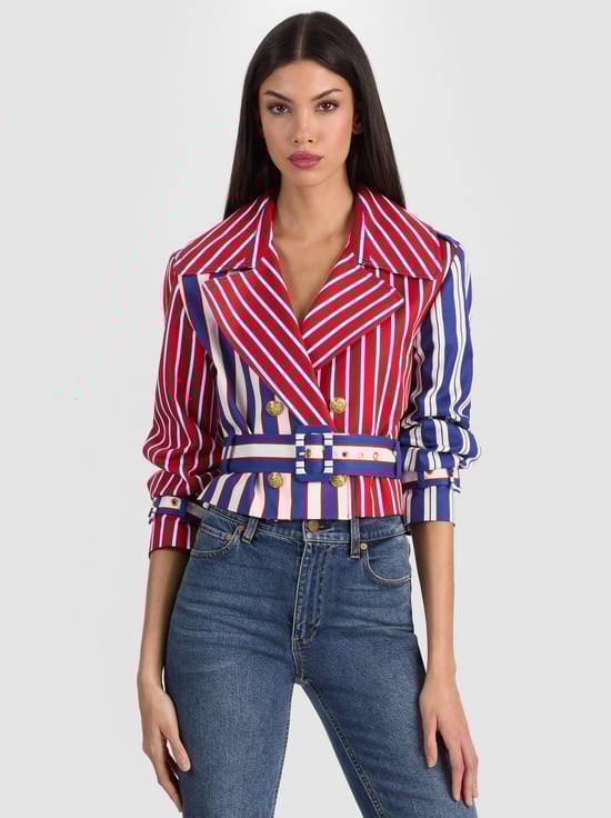 TWILGHT BLU/CHIL PEP MIX STRIP-KEITH CROPPED TRENCH